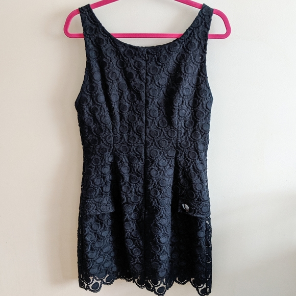 bebe Black Shift Dress with Scalloped Edge - Picture 2 of 4